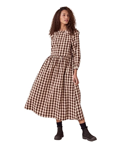 Celtic & Co. Women's Collarless Gingham Midi Dress