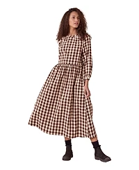 Celtic & Co. Women's Collarless Gingham Midi Dress