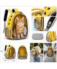 ProMounts Pet Carrier Backpack for Cats & Small Dogs, Airline-Friendly Bubble Carrier with Mesh Ventilation & Safety Leash | Yellow
