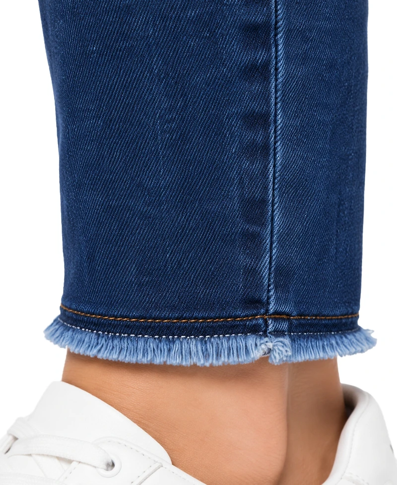 Indigo Poppy Distressed Skinny Jean with Belly Band