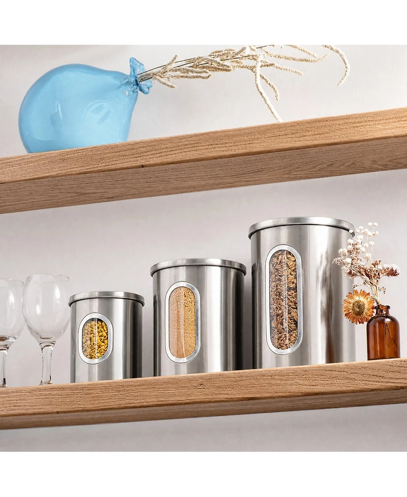 Mega Casa Megacasa 3 Piece Stainless Steel Canister Set in Brown Finish
