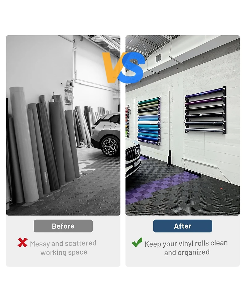 Yescom Vinyl Rolls Holder Storage Rack Wall Mount for Car Wrap Transfer Paper Wallpaper