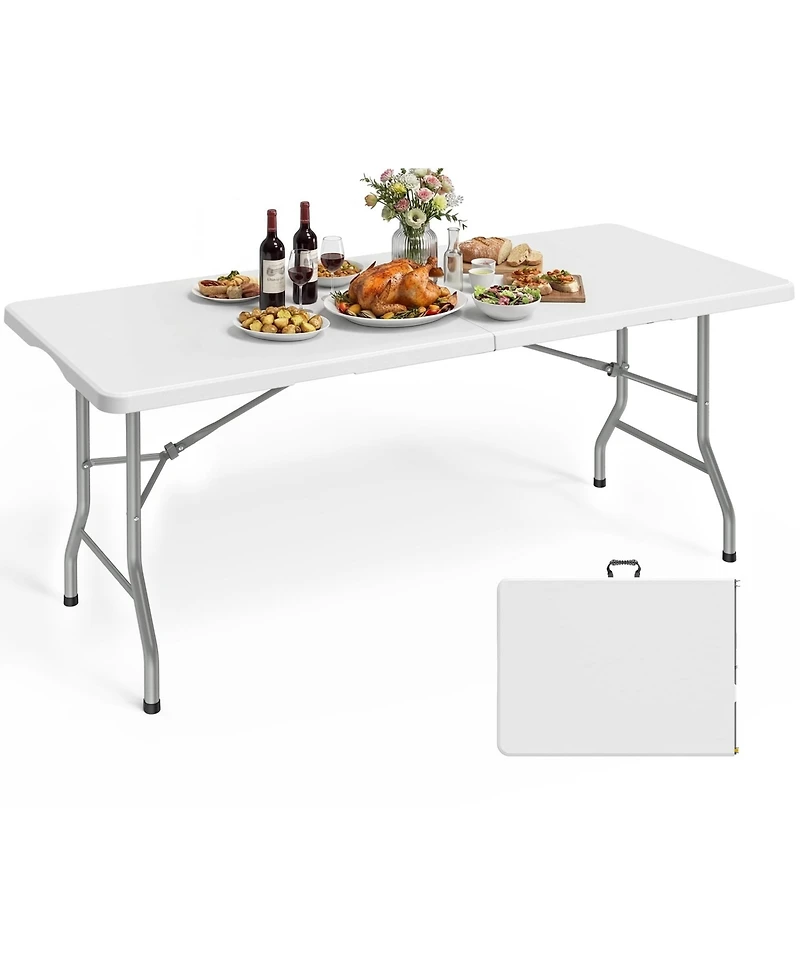 Aofar 6Feet Folding Table Portable Camping Party Picnic Handle Lock