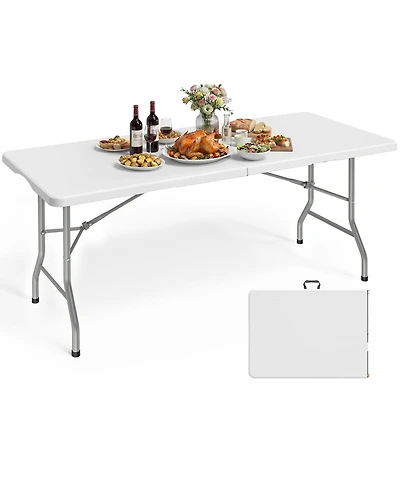 Aofar 6Feet Folding Table Portable Camping Party Picnic Handle Lock
