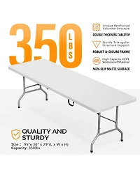 Aofar 8Feet Folding Table Portable Plastic Long Party Camping Banquet Outdoor