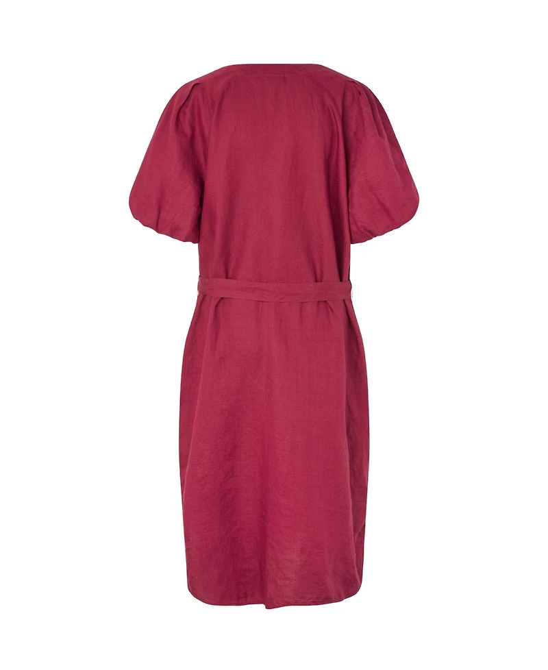 Masai Copenhagen Women's Manalirae Linen V-Neck Puff Sleeve Midi Dress