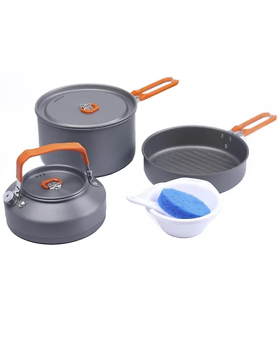 Piscifun Portable Stackable Camping Cookware Set With Kettle Pans Spatula For Hiking Fishing
