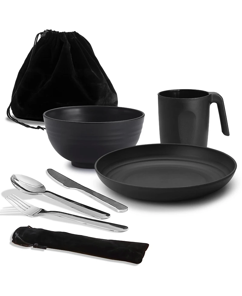 Piscifun Camping Mess Kit Stainless Steel Cutlery Set Cup Bowl Plate For Travel Picnic Outdoor