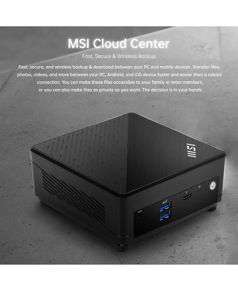 Msi Cubi 5 Mini Desktop Intel Core i3 16GB Ram Intel Uhd Graphics 512GB Ssd Storage Windows 11 Pro