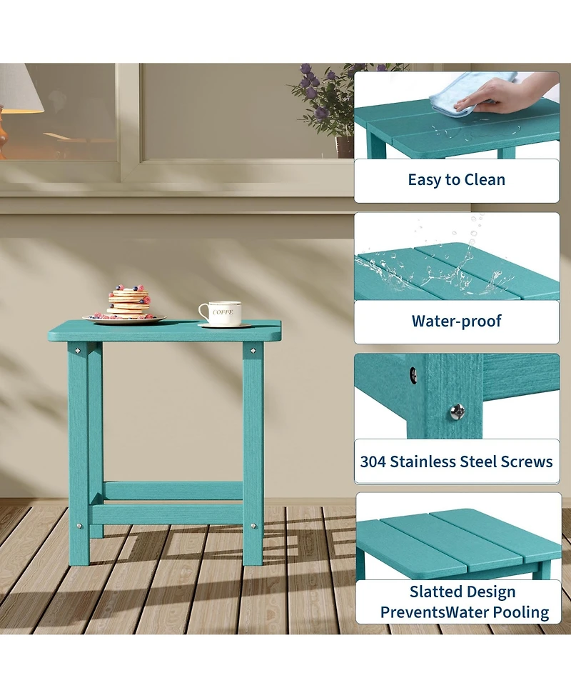 homfan Weather Resistant Hdpe Adirondack Square Side Table – Easy Assembly, Maintenance-Free for Patio Garden Balcony Porch Pool Beach