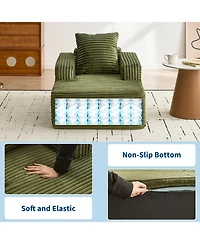 gaomon 45'' Indoor Chaise Lounge Chair Corduroy Cloud Single Couch Sofa with Deep Seat and Armrests Comfy Reading Chair Sleeper Bed