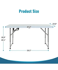 Aofar 4 Feet Folding Table Portable Plastic Steel Frame Lock Carry Handle Events Camping Outdoor