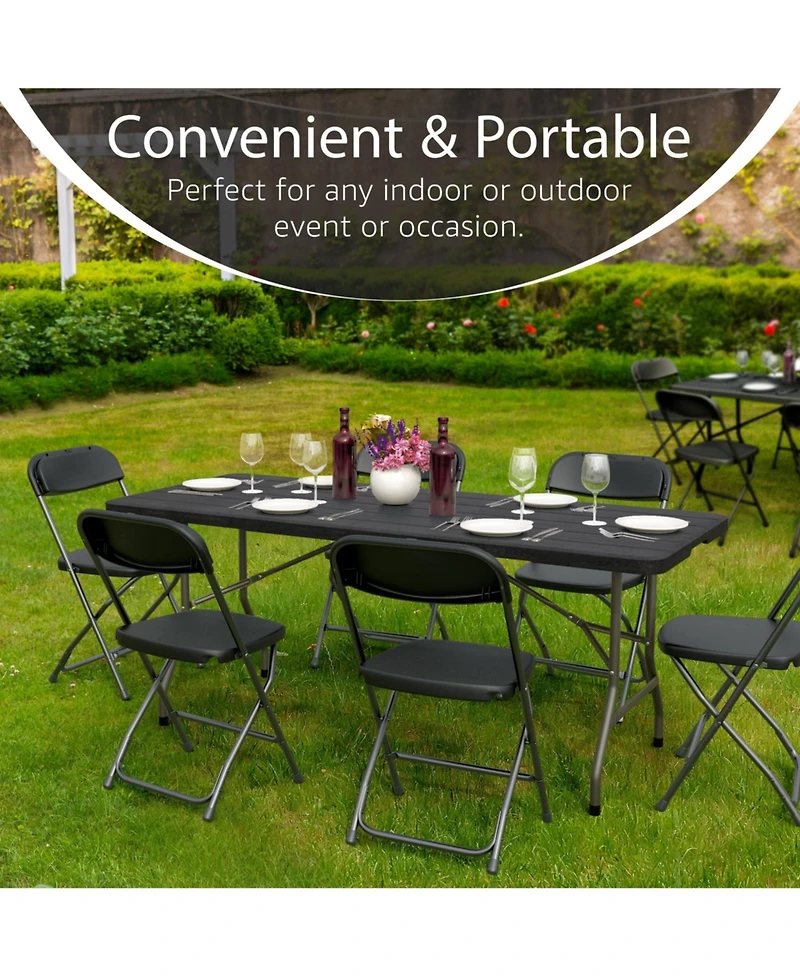 Aofar 6 Feet Foldable Table Steel Handle Portable Party Events Picnic Camping Utility
