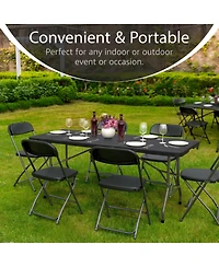 Aofar 6 Feet Foldable Table Steel Handle Portable Party Events Picnic Camping Utility