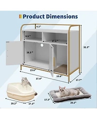 homfan 37.4'' Litter Box Enclosure Hidden Bathroom Cabinet with Side Entry Wooden House and Indoor Pet Crate Decorative End Table