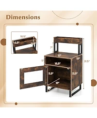 Costway Nightstand with Led Lights, Modern End Table Top Tray, Open Compartment