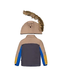 Deux par Deux Big Boys 6-16 Two Piece Play Snowsuit Colorblock with Dinosaur Print Pants