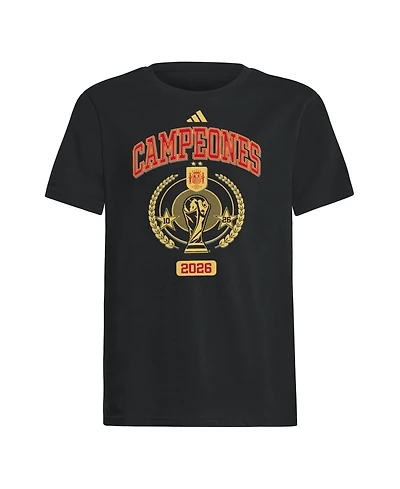 Adidas Big Boys and Girls Black Spain National Team 2026 Fifa World Cup Champions Trophy T-Shirt