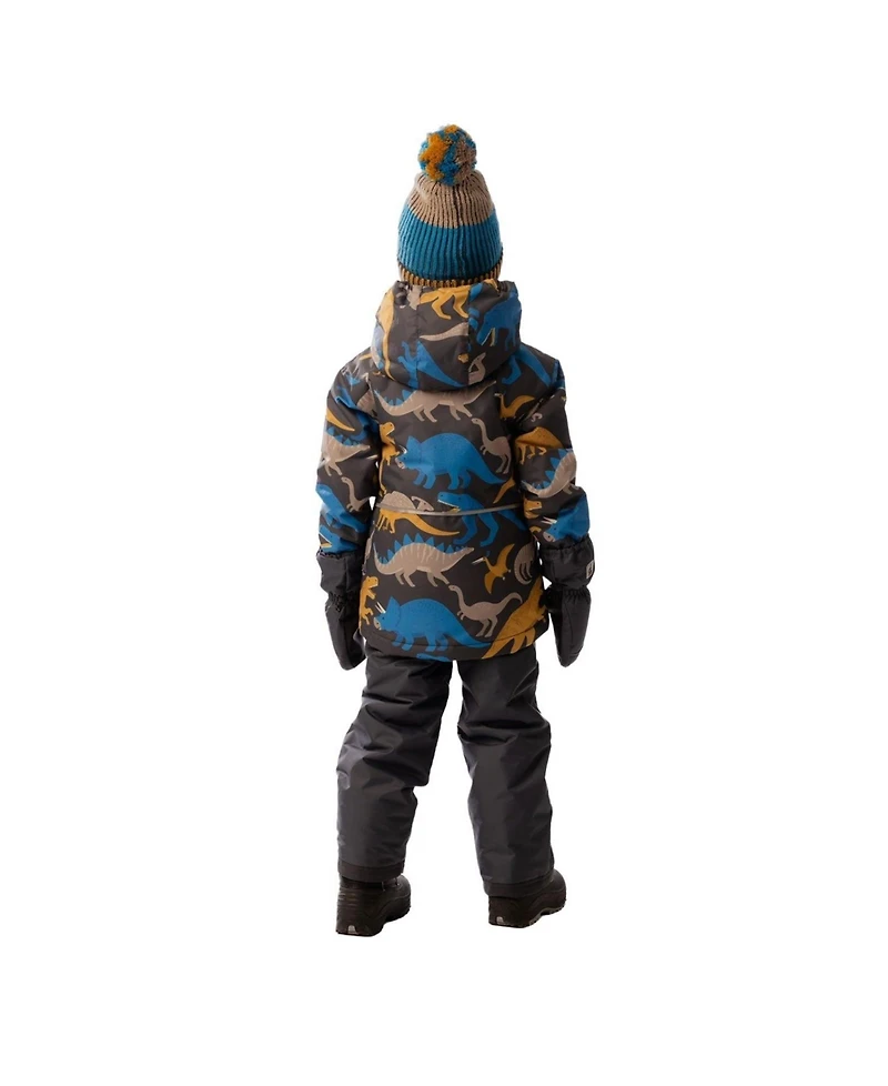 Deux par Little and Big Boy 6- 14 Light Weight Two Piece Chill Snowsuit Grey Blue Dinosaur Print