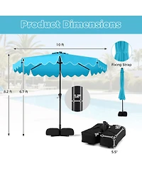Sugift 10 Feet Solar Led Patio Umbrella with 32 Lights and Weighted Sandbag Base
