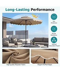 Sugift 10 Feet Solar Led Patio Umbrella for Deck and Pool with 24 Lights and Push Tilt