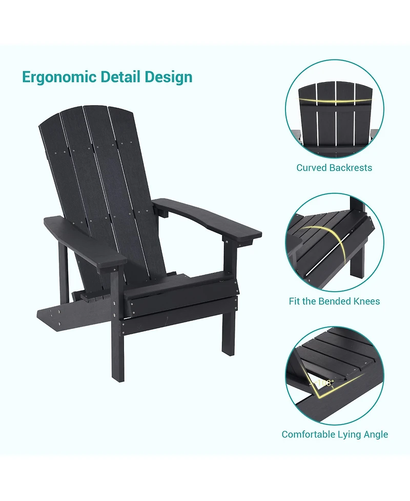 Sonkuki Adirondack Chair Patio with Big Armrests Fire Pit Weather Resistant, Easy Installation Outdoor for Patio, Lawn and Backyard