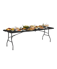 Aofar 8 Feet Folding Table Portable Plastic Steel Frame Lock Handle Events Camping Indoor Outdoor