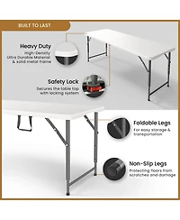 Aofar 5.5 Feet Foldable Portable Table Steel Handle Indoor Outdoor Utility