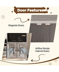 homfan Double Cat Litter Box Enclosure with Hammock, Sisal Scratching Post, Movable Ladder and Metal Mesh Door Hidden Washroom