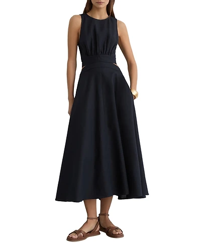 Reiss Women's Hazel Cutout Linen-Cotton Blend Midi Dress