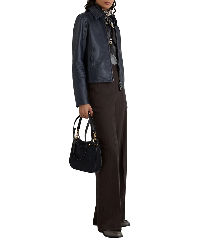 Reiss Petite Sorina Leather Zip-Through Moto Jacket