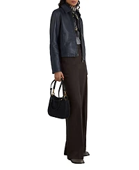 Reiss Petite Sorina Leather Zip-Through Moto Jacket