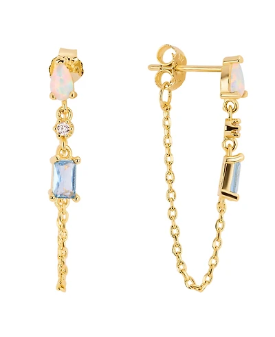 Macy's Gold-Plated Multi Stone Chain Drop Earrings