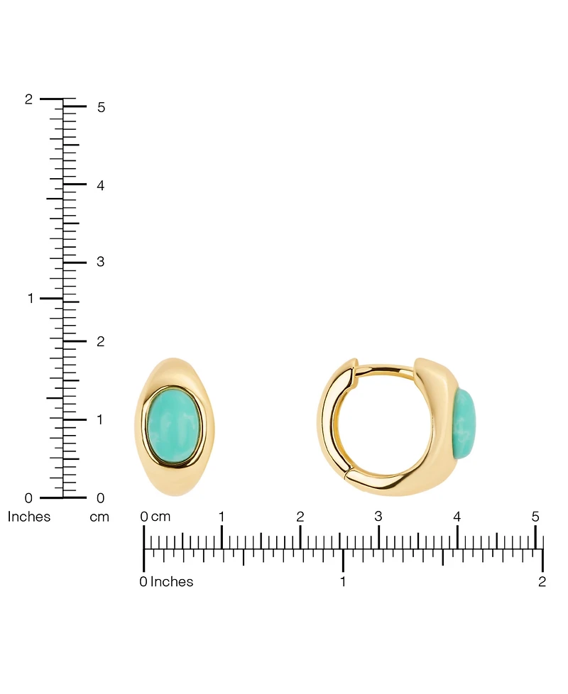 Macy's Gold-Plated 13mm Howlite Turquoise, Simulated Moonstone Huggie Hoop Earrings