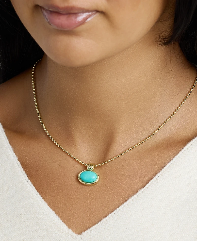 Macy's Gold-Plated Howlite Turquoise Oval Beaded Necklace