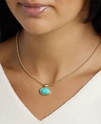 Macy's Gold-Plated Howlite Turquoise Oval Beaded Necklace