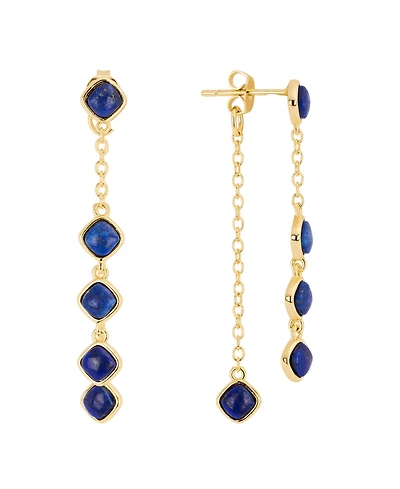 Macy's Gold-Plated Genuine Lapis Howlite Turquoise Front and Back Drop Earrings