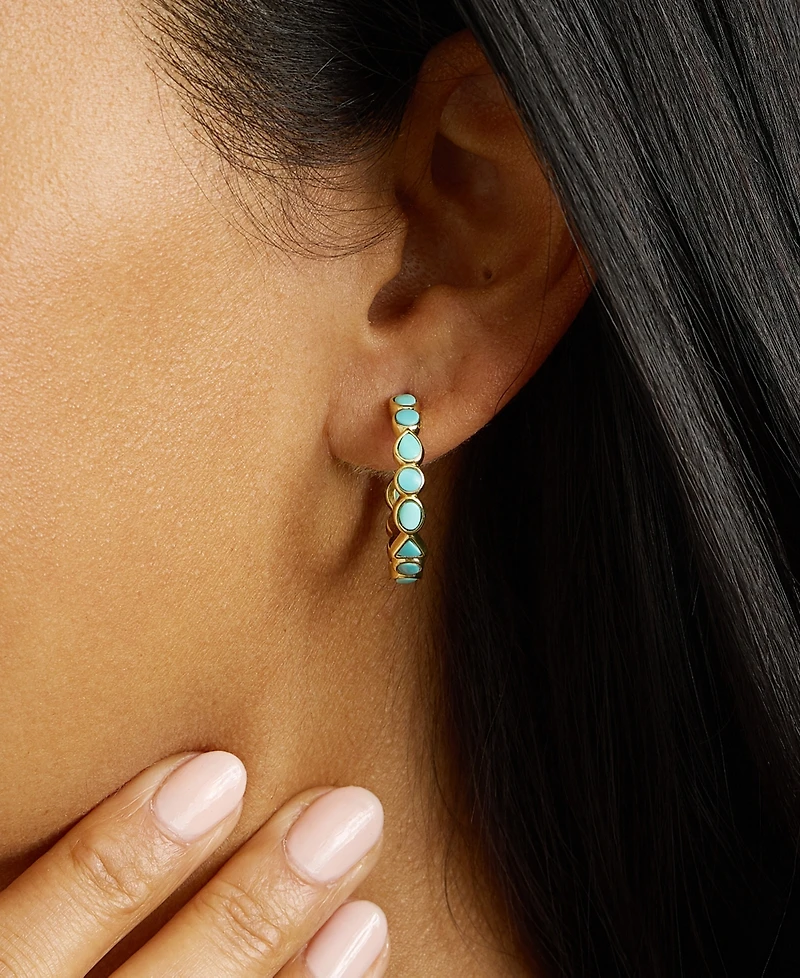 Macy's Gold-Plated Howlite Turquoise Geometric Hoop Earrings