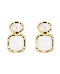 Macy's Gold-Plated Howlite Lapis Imitation Pearl Stud Drop Earrings