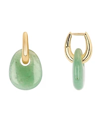 Macy's Gold-Plated Green Aventurine Hoop Drop Earrings
