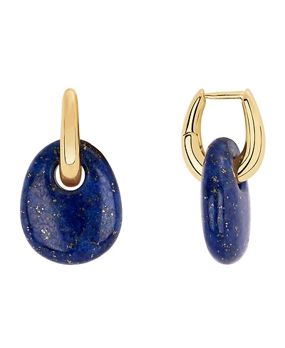 Macy's Gold-Plated Green Aventurine Hoop Drop Earrings