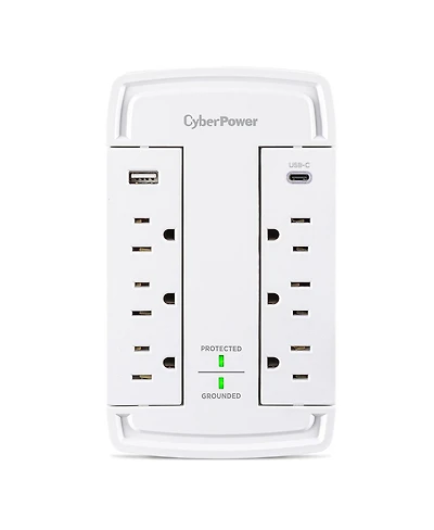 CyberPower 2400 Joule 6 Ac Outlet Wall-Tap Surge Protector for Usb Devices