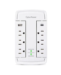 CyberPower 2400 Joule 6 Ac Outlet Wall-Tap Surge Protector for Usb Devices