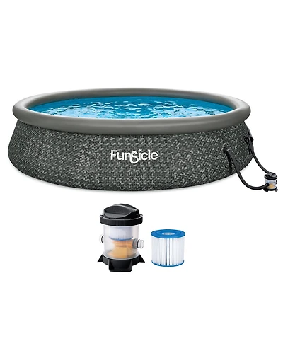 Funsicle 14' x 36" QuickSet Ring Top Above Ground Swimming Pool Dark Herringbone