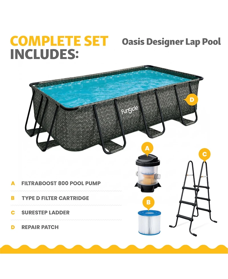 Funsicle 13 Ft Oasis Designer Lap Above Ground Pool w/ Pump, Dark Herringbone