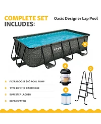 Funsicle 13 Ft Oasis Designer Lap Above Ground Pool w/ Pump, Dark Herringbone