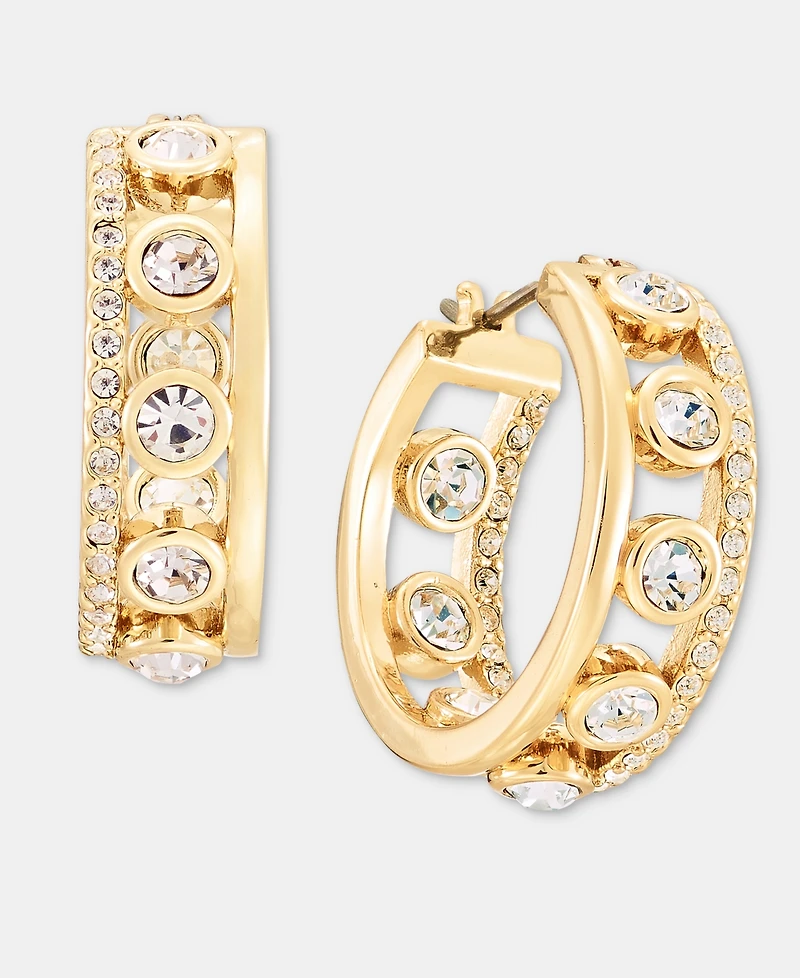 Karl Lagerfeld Paris Small Crystal Openwork Hoop Earrings, 0.72"