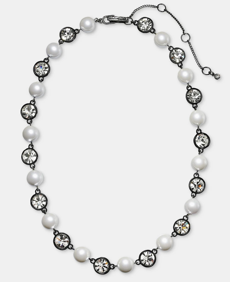 Karl Lagerfeld Paris Crystal & Imitation Pearl Collar Necklace, 16" + 3" extender