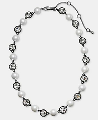 Karl Lagerfeld Paris Crystal & Imitation Pearl Collar Necklace, 16" + 3" extender