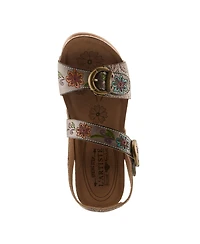 L'Artiste Women's Spring Step Gottaget Wedge Sandal with Hand-Painted Vamp